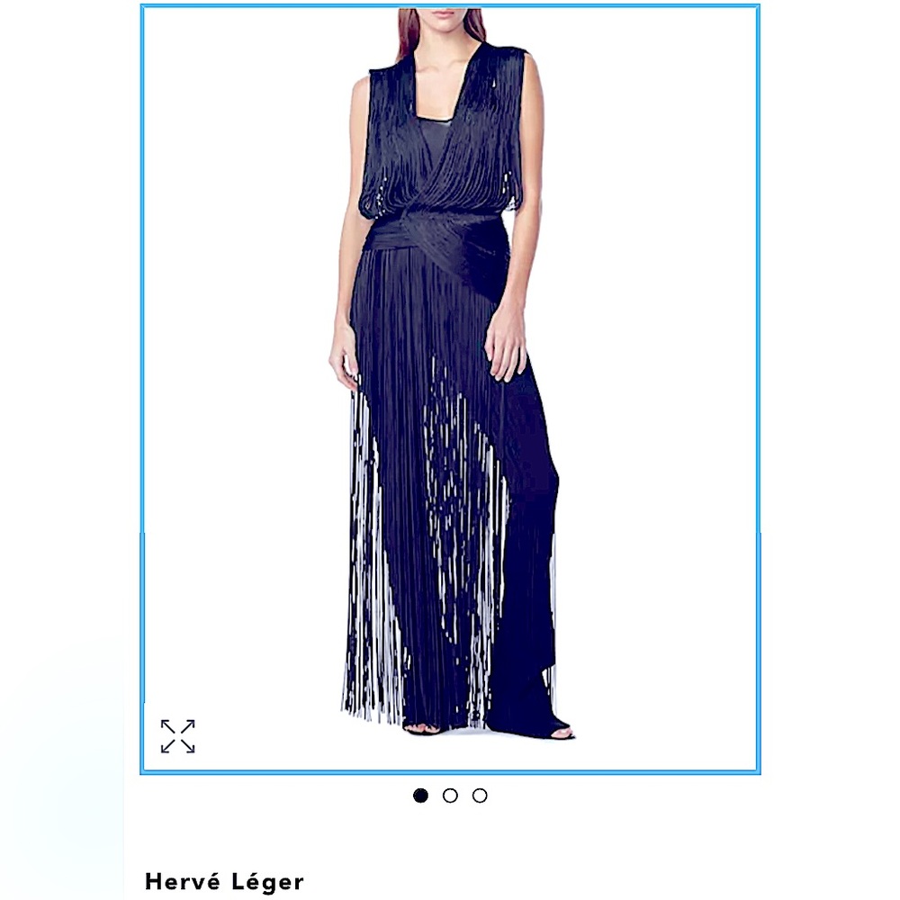 Herve Leger draped fringe maxi top